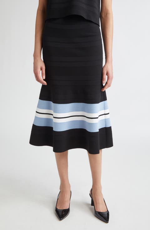 Stripe Knit Trumpet Skirt