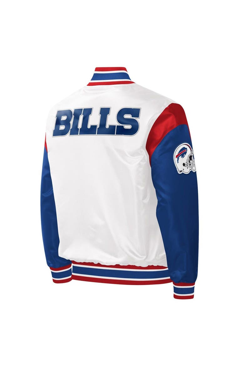 Men's Starter White Buffalo Bills Throwback Warm Up Pitch Satin Full-Snap Varsity Jacket, Alternate, color, White