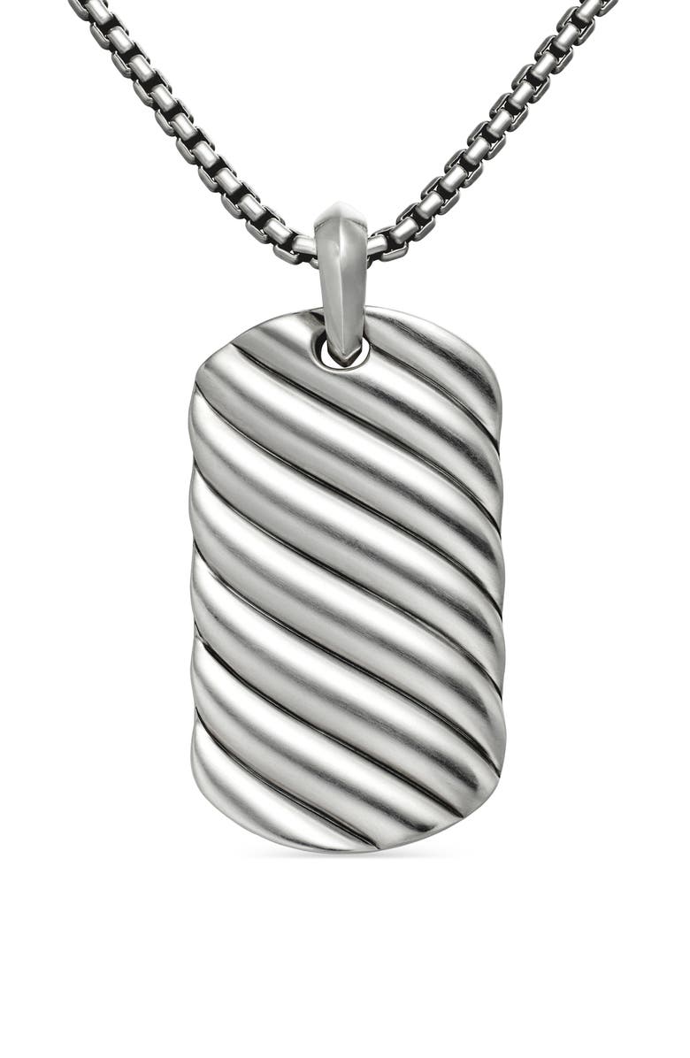 David Yurman Men's Sculpted Cable Tag Pendant, Main, color, Sterling Silver