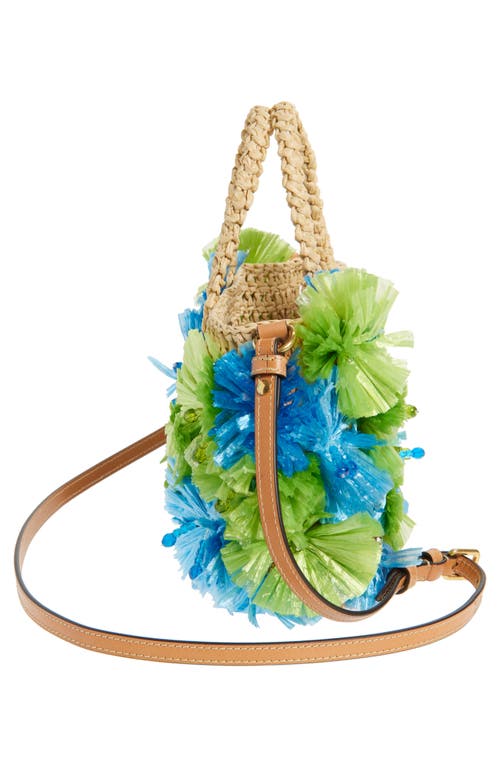 Valentino Garavani Small Vlogo Raffia Flower Tote In Natural Multi