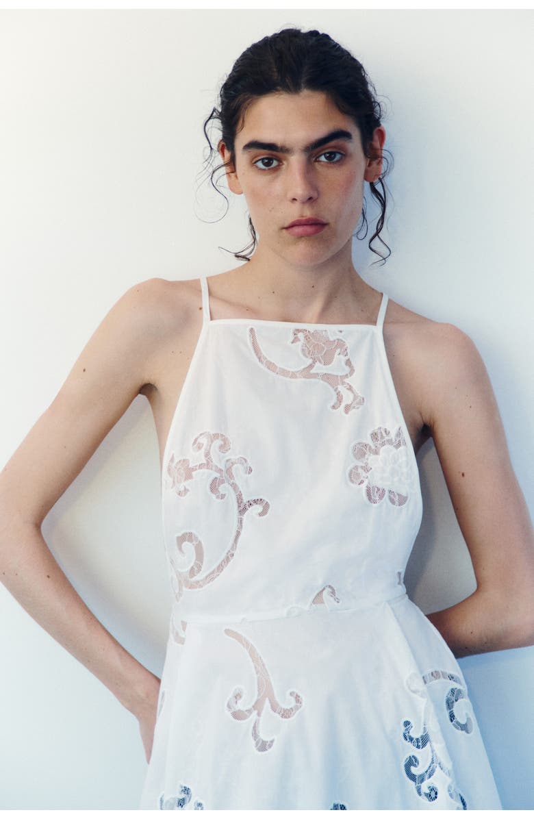 H&M Broderie Anglaise Cotton Dress, Alternate, color, White