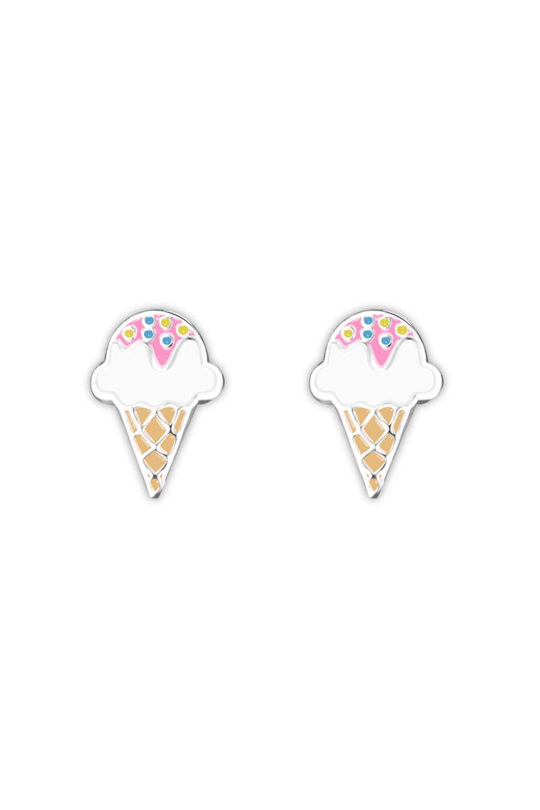 Kids' Sterling Silver Ice Cream Stud Earrings in Gift Bottle, Alternate, color, Pink