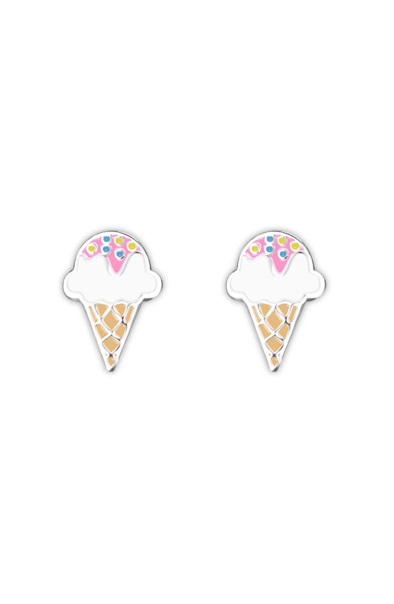 Little Miss Zoe Kids' Sterling Silver Ice Cream Stud Earrings in Gift Bottle, Alternate, color, Pink