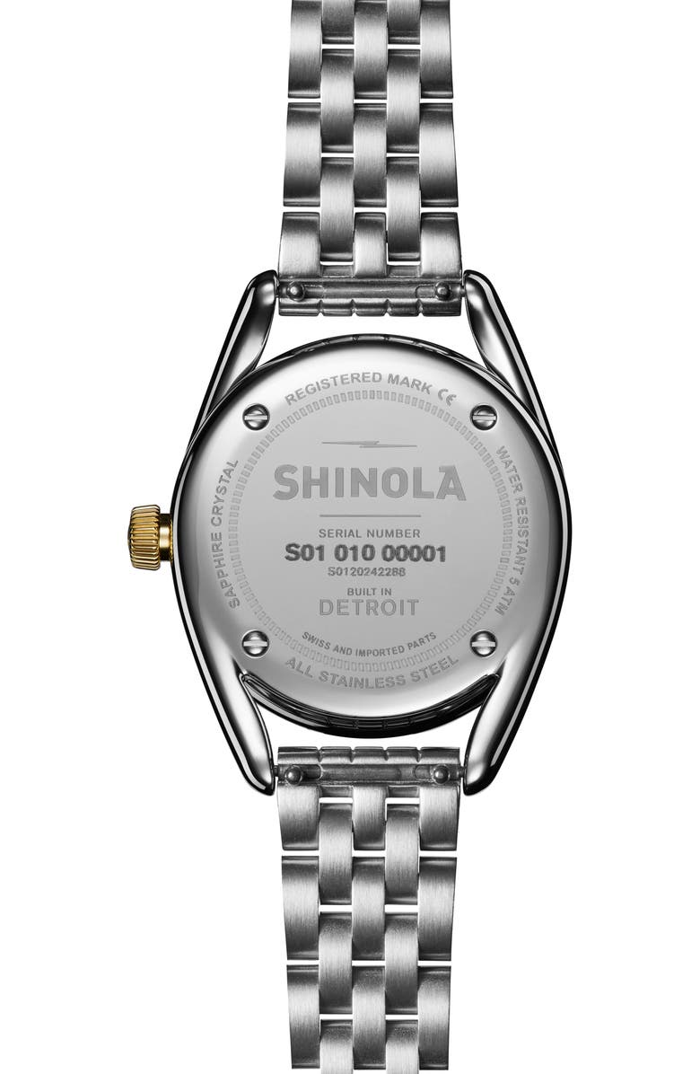 Shinola Derby Bracelet Watch, 30.5mm, Alternate, color, Lghtsilver
