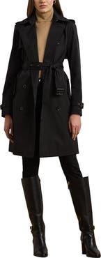 Lauren Ralph Lauren Double Breasted Belted Cotton Blend Trench Coat