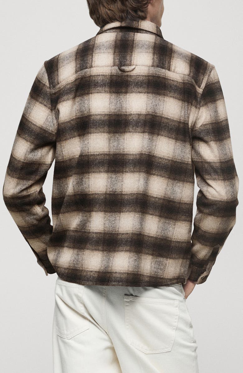 MANGO Check Wool Blend Overshirt, Alternate, color, 
