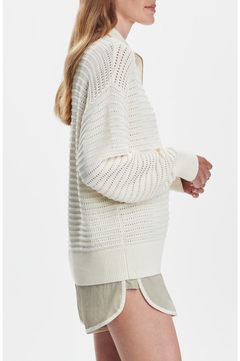 Tara Pointelle Half Zip Sweater, Alternate, color, EGRET