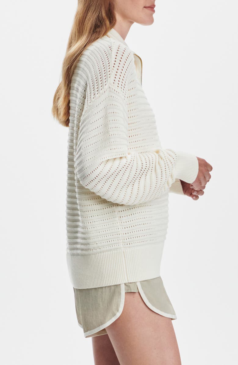 Varley Tara Pointelle Half Zip Sweater, Alternate, color, Egret