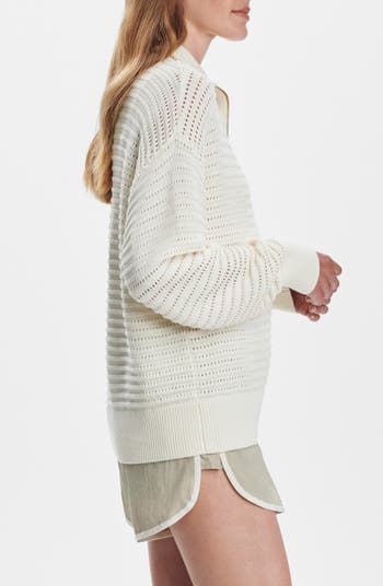 Tara Pointelle Half Zip Sweater