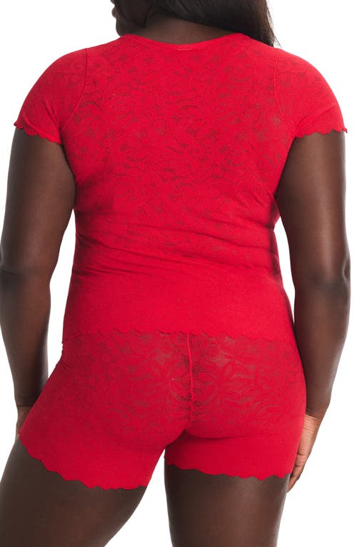 Savage X Fenty Lacy Dreams Pajama Baby Tee In Red