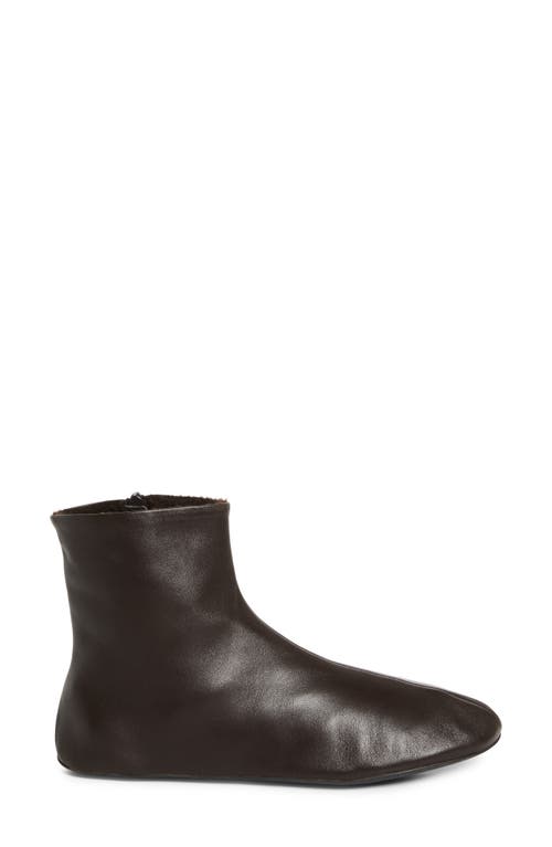 The Row Leather Ankle Boots Lined With Soft Shearling In Burgundy