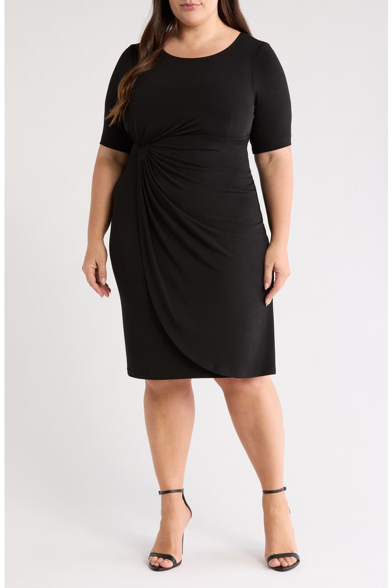 Faux Wrap Dress, Main, color, BLACK