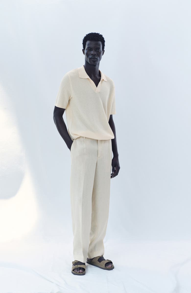 MANGO Slim Fit Fine Knit Polo, Alternate, color, Ivory White