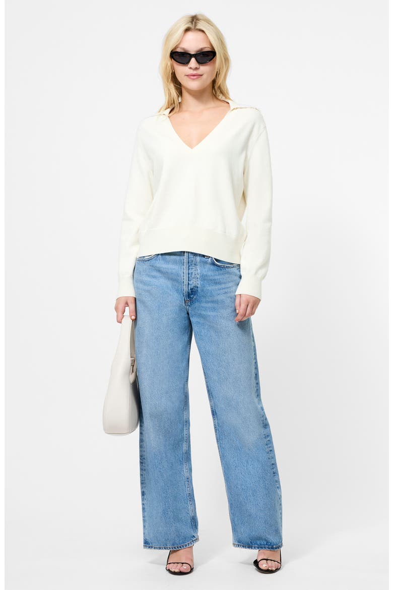 Sloane Faux Pearl Embellished Johnny Collar Sweater, Alternate, color, PORCELAIN CREAM