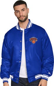 STARTER Men's Starter Blue New York Knicks Final Buzzer Satin Varsity Full-Snap Jacket