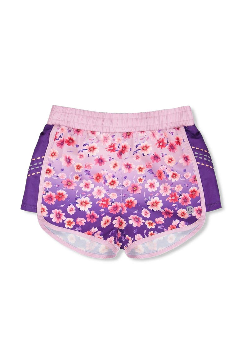 Athletic Shorts in Floral Recycled Polyester, Main, color, Mauve Floral Gradient