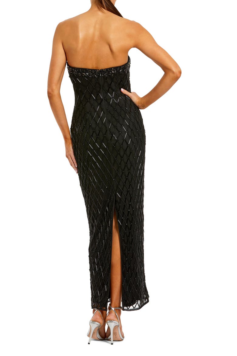 Strapless Embellished Column Dress, Alternate, color, Black