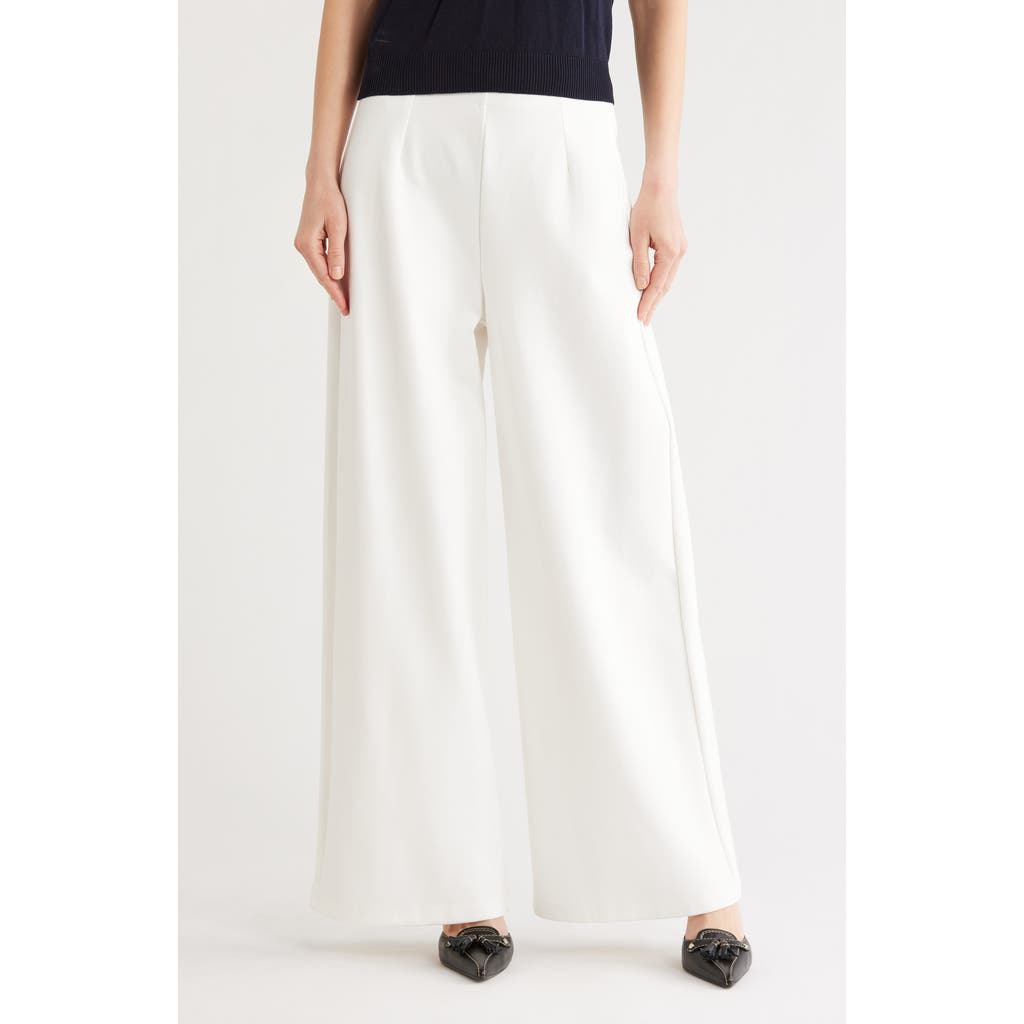 French Connection High Waist Wide Leg Ponte Pants in Summer White at Nordstrom Rack, Size Large