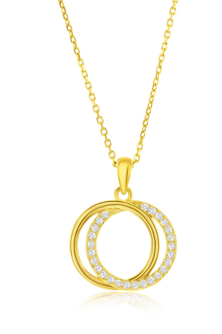 Cubic Zirconia Interlocking Circle Stud Earrings & Pendant Necklace Set, Alternate, color, GOLD
