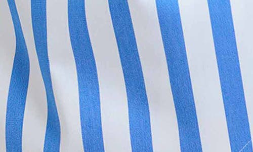 Foxcroft Salina Stripe Cotton Clend Wrap Shirt In Cobalt Blue White