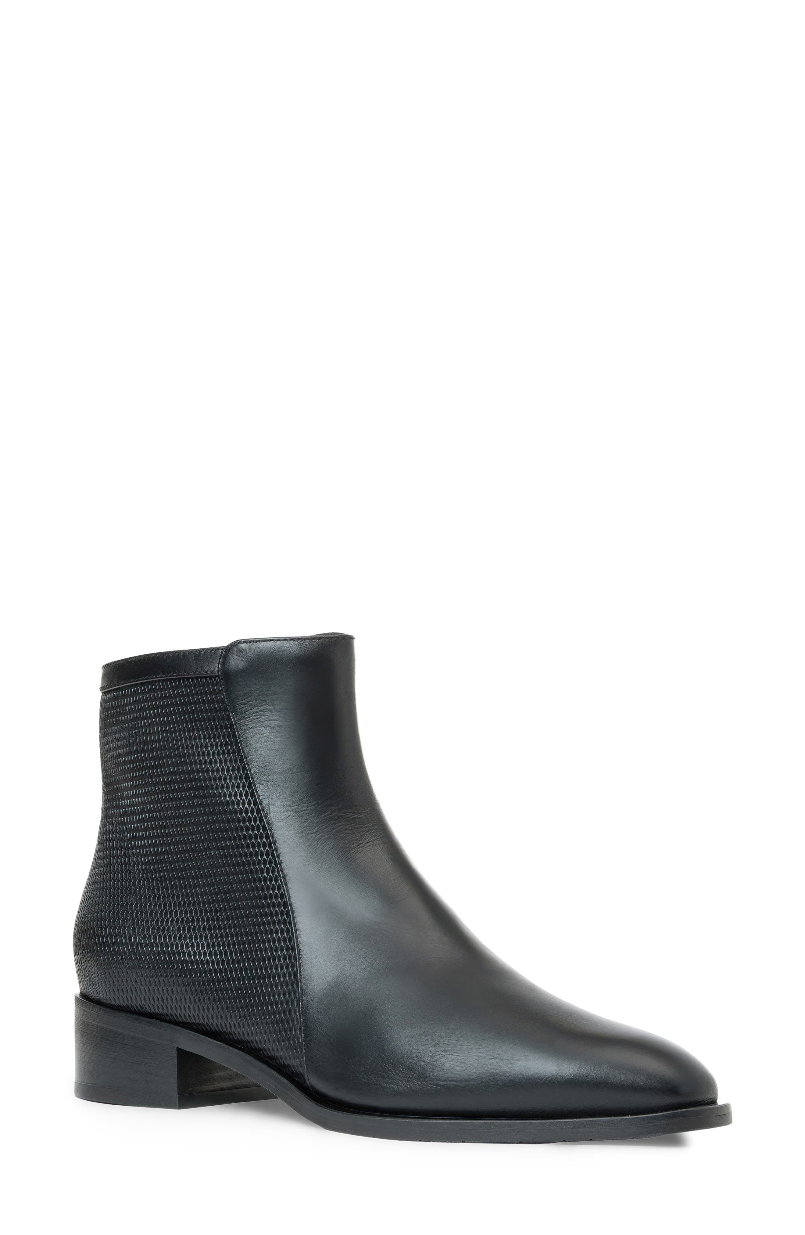 Felice Waterproof Leather Bootie, Main, color, BLACK SUEDE