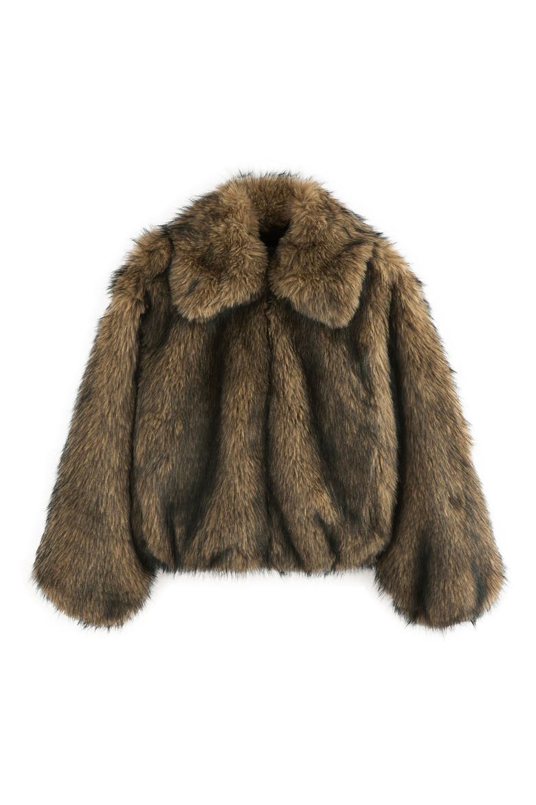 Chunky Faux Fur Zip-Up Jacket, Main, color, NEUTRAL