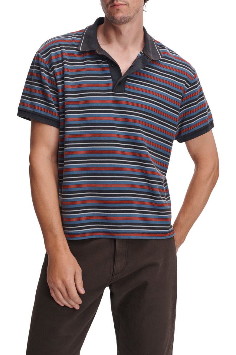 Striped Pique Polo, Main, color, NVYMT