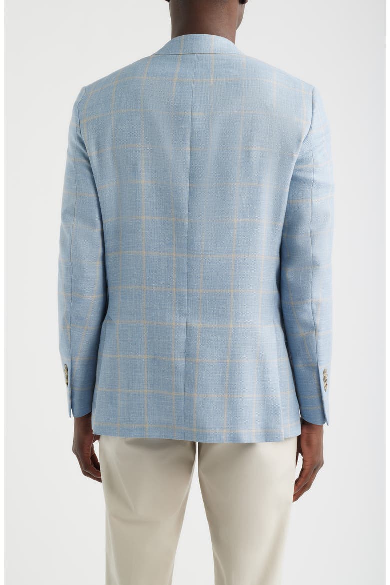 Hyperlight Soft Light Blue Windowpane Check Slub Wool & Silk Blend Sport Coat, Alternate, color, LIGHT BLUE