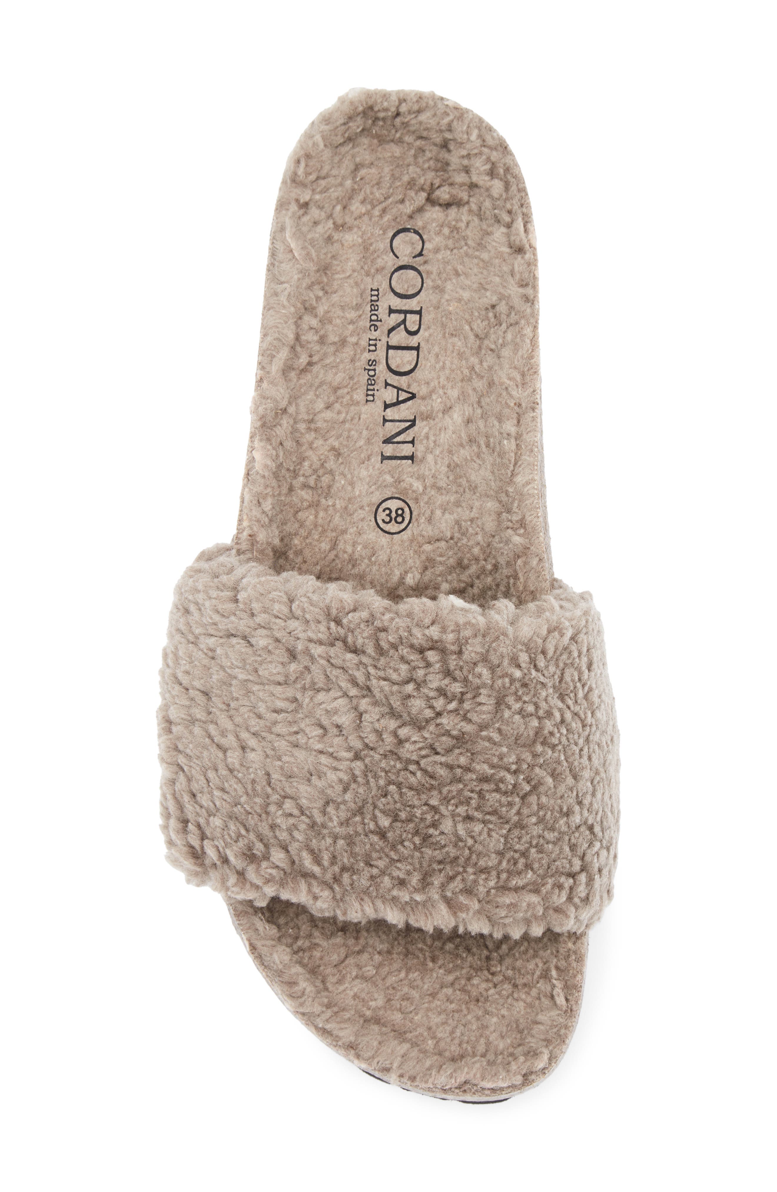 Cordani Mylie Faux Fur Slide Sandal, Alternate, color, Moon