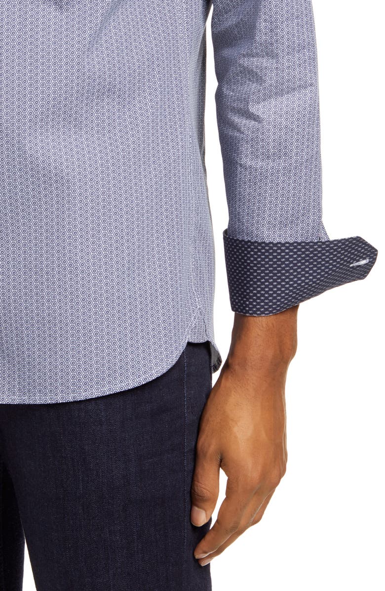 Ted Baker London Stonelo Slim Fit Geo Print Button-Up Shirt, Alternate, color,