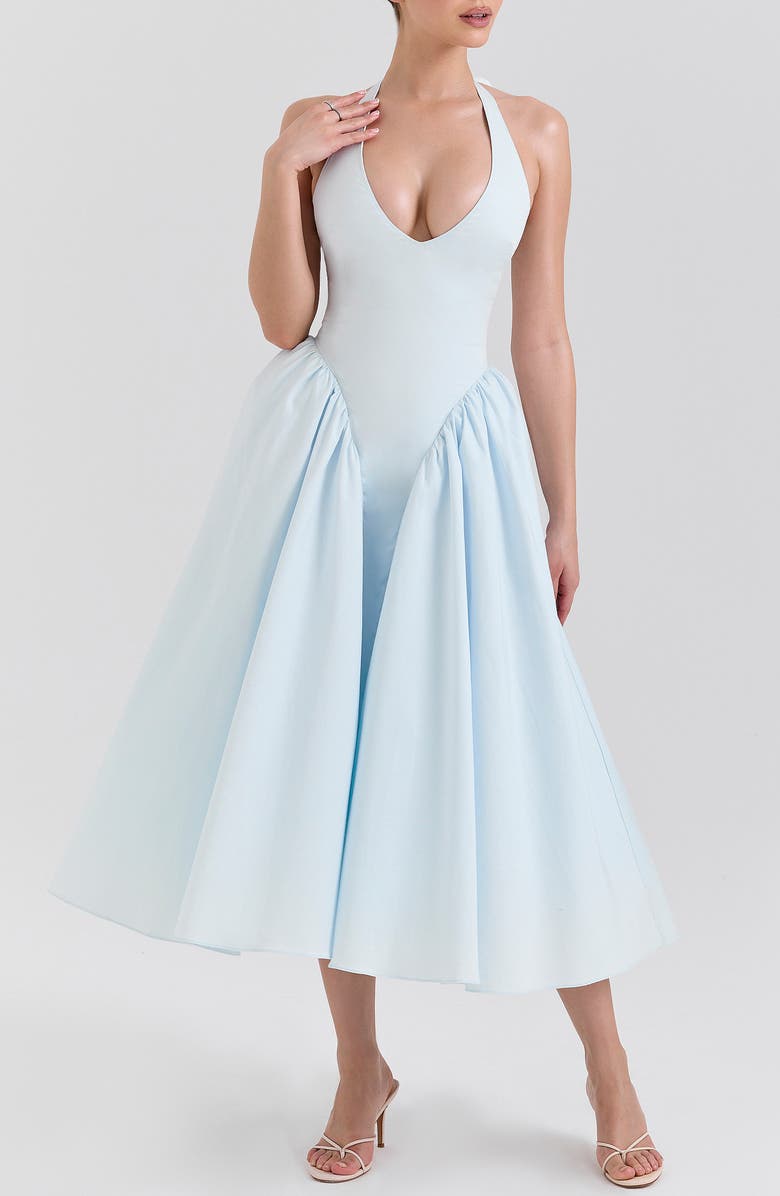 HOUSE OF CB Marilyn Halter Midi Dress, Main, color, Ancient Water
