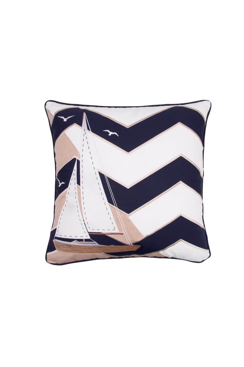 Lakeside Chevron Sail Outdoor Accent Throw Pillow  20" x 20", Main, color, Blue
