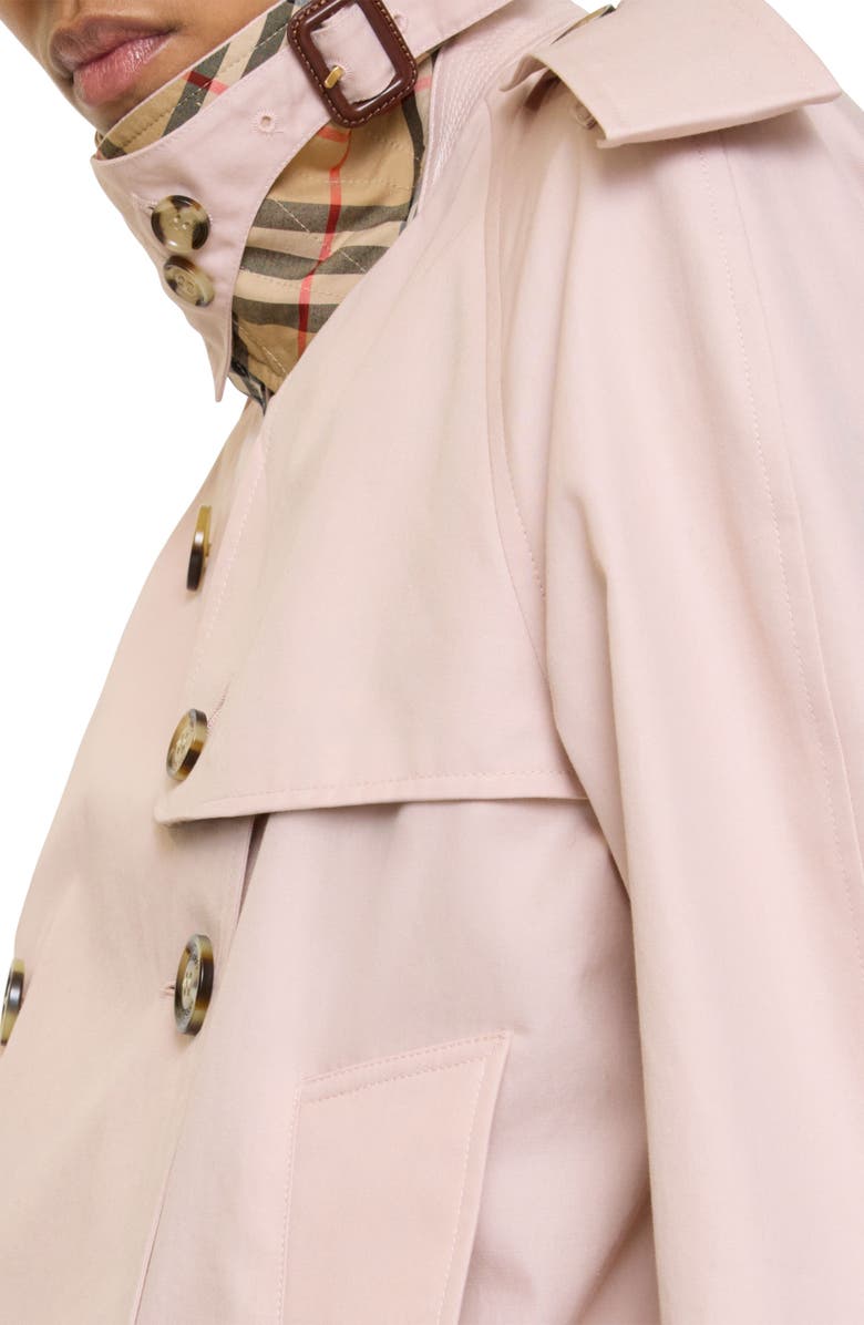 Burberry Haltye Cotton Gabardine Crop Trench Jacket, Alternate, color, Pale Sugar Pink