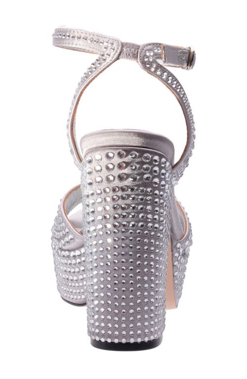 Lady Couture Rhinestone Platform Ankle Strap Sandal In Silver