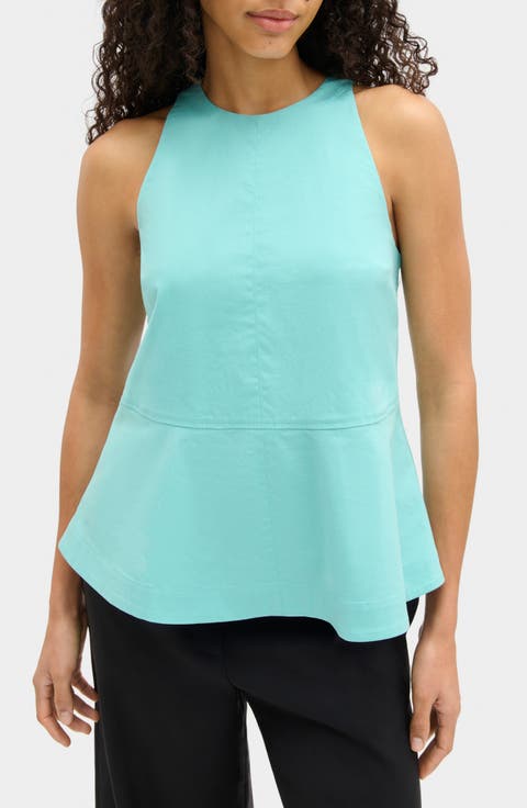Carlos Stretch Cotton Peplum Top