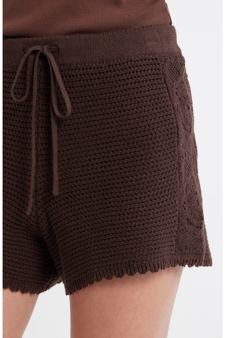 Celita Open Stitch Drawstring Shorts, Alternate, color, CHOCOLATE