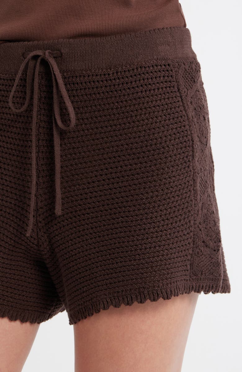 Marine Layer Celita Open Stitch Drawstring Shorts, Alternate, color, Chocolate