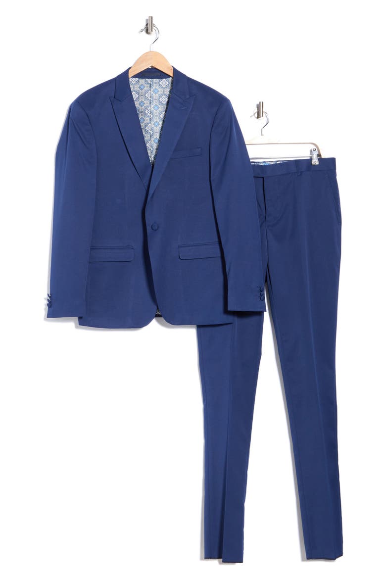 One-Button Peak Lapel Suit, Alternate, color, DARK BLUE