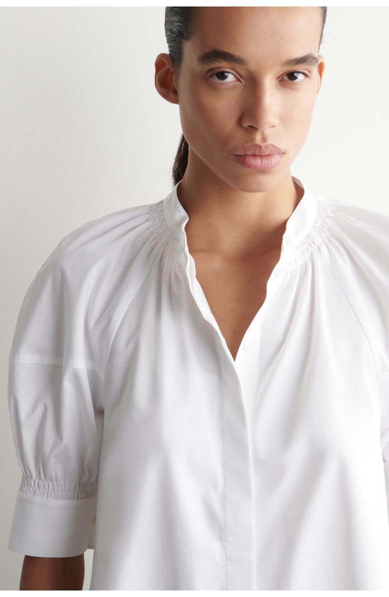 COS Smocked Puff-sleeve Blouse, Alternate, color, White