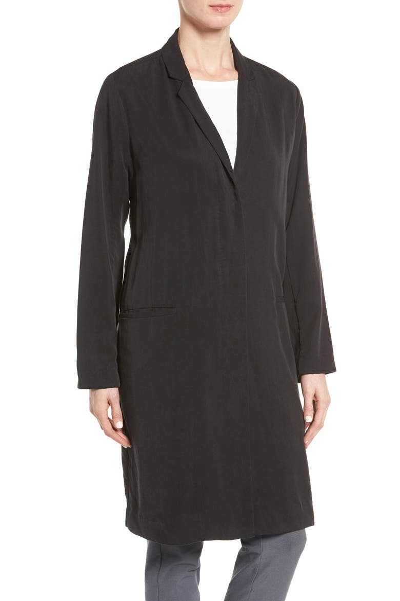 Long Tencel® Twill Jacket, Alternate, color, BLACK