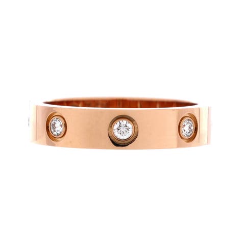 Love Wedding Band 8 Diamonds Ring 18K Rose Gold with Diamonds