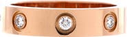 Pre-Owned Cartier Love Wedding Band 8 Diamonds Ring 18K Rose Gold with Diamonds