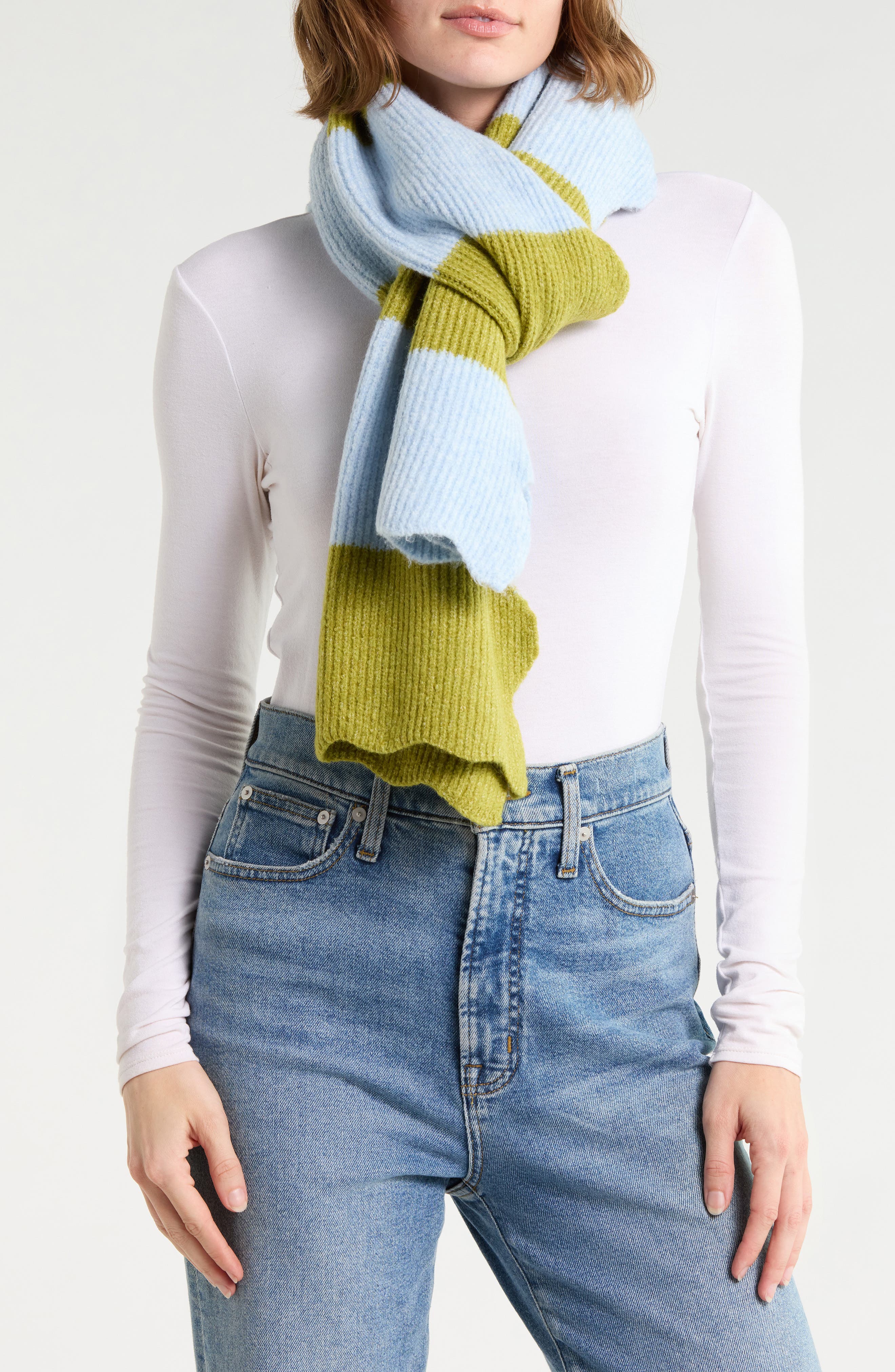 Striped Scalloped Scarf