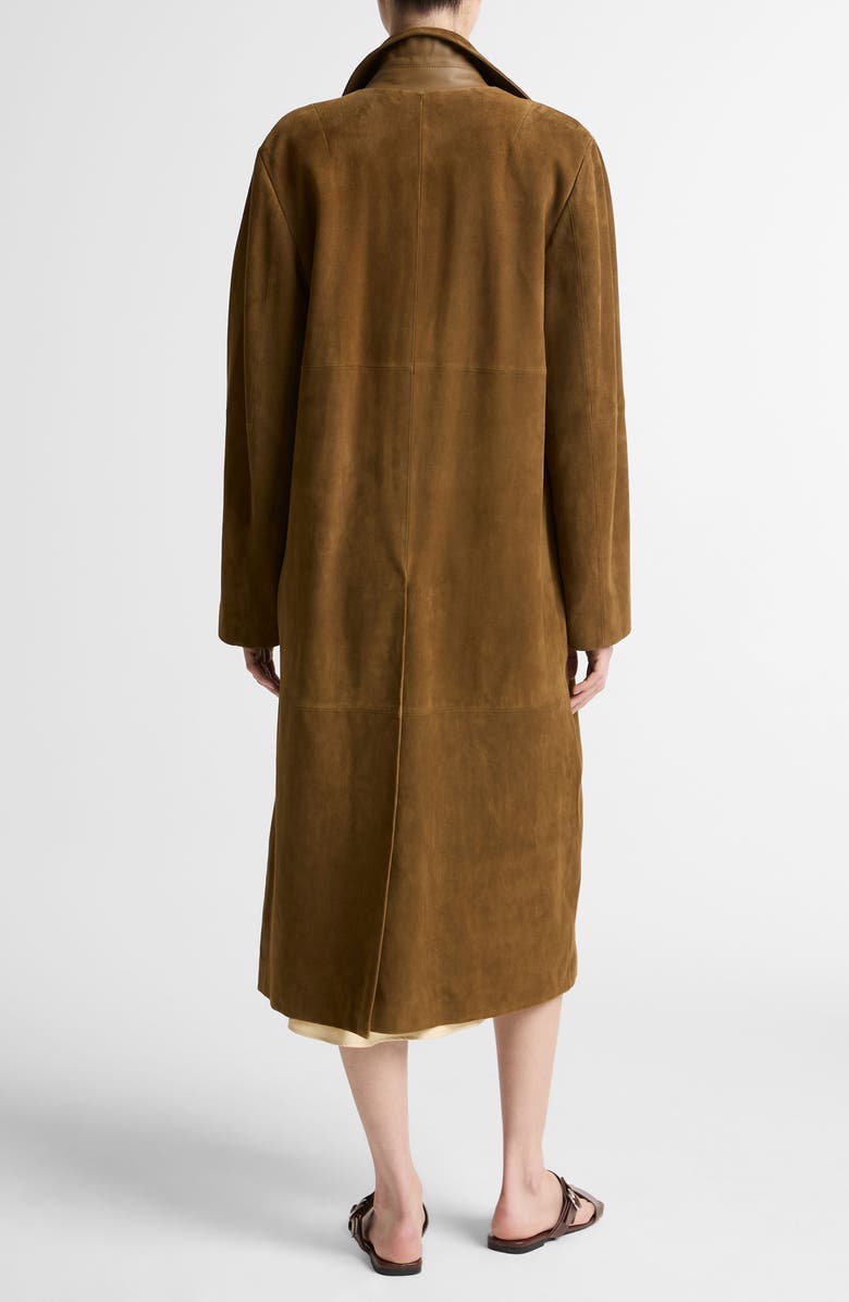Vince Long Suede Coat, Alternate, color, Wood Moss