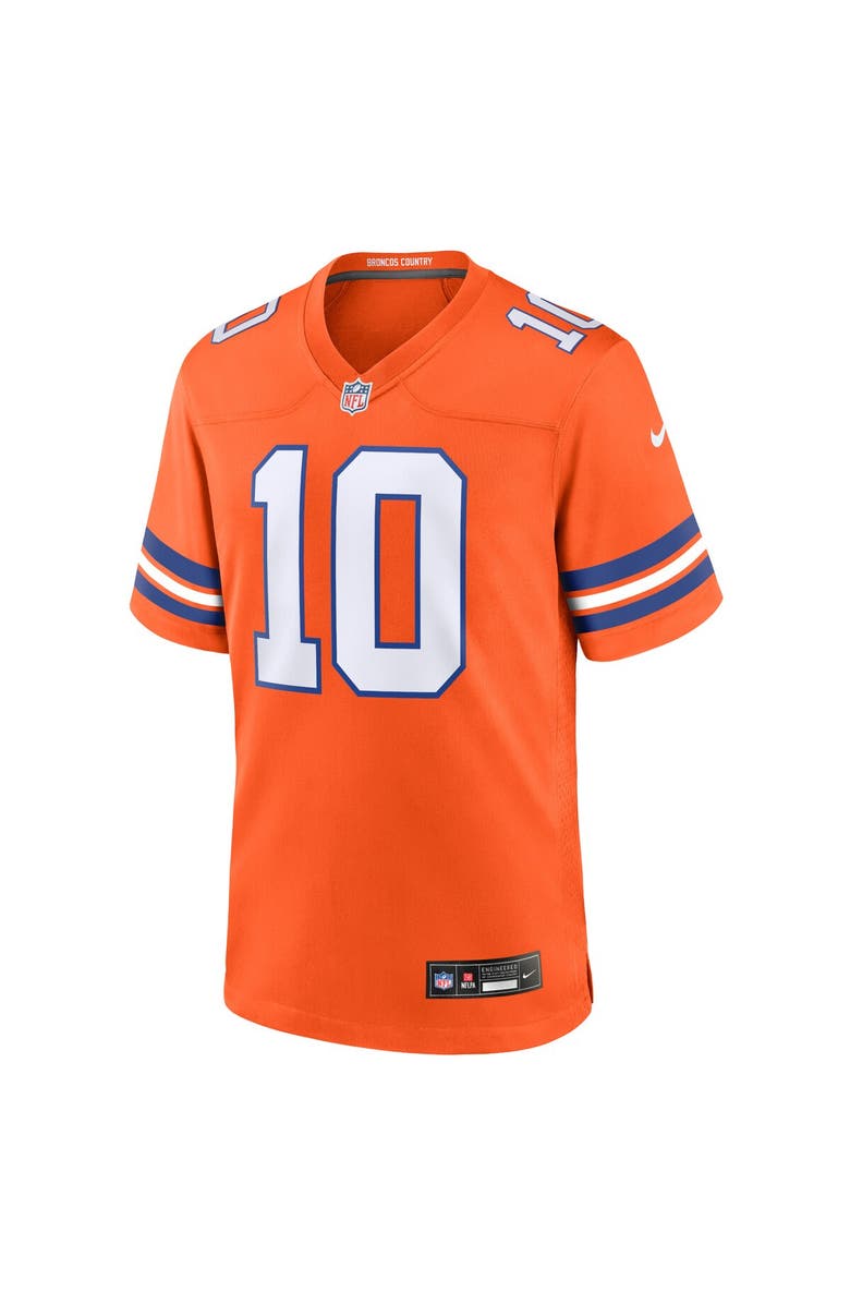 Nike Men's Nike Bo Nix Orange Denver Broncos Mile High Collection 1977 Throwback Player Game Jersey, Alternate, color, Orange