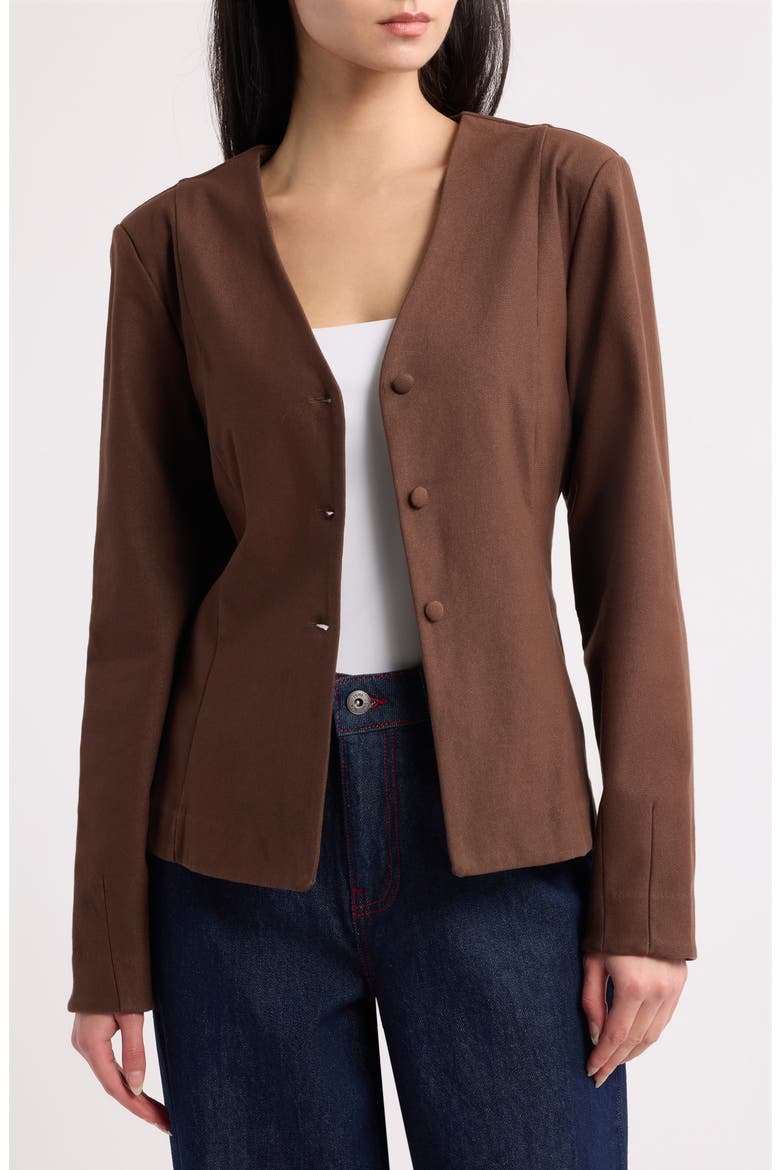Ihkate Collarless Denim Jacket, Alternate, color, CHICORY COFFEE