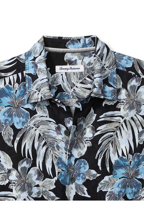 Tommy Bahama Ravello Floral Short Sleeve Silk Button-up Shirt In Matte Black