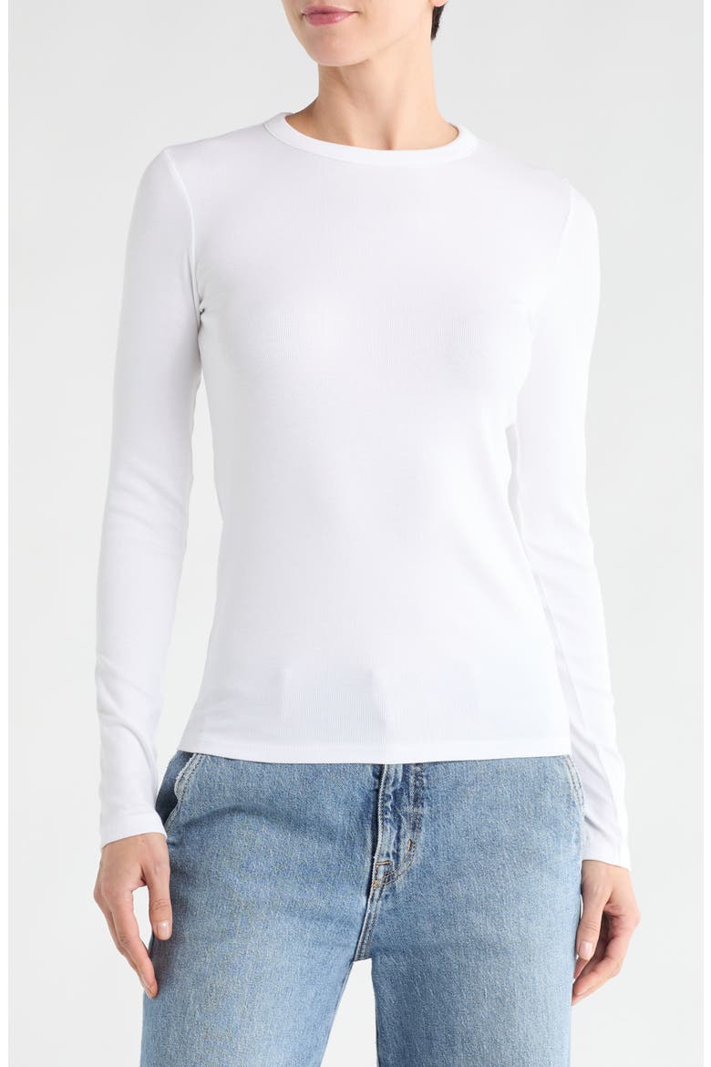Everyday Stretch Pima Cotton Ribbed T-Shirt, Main, color, WHITE