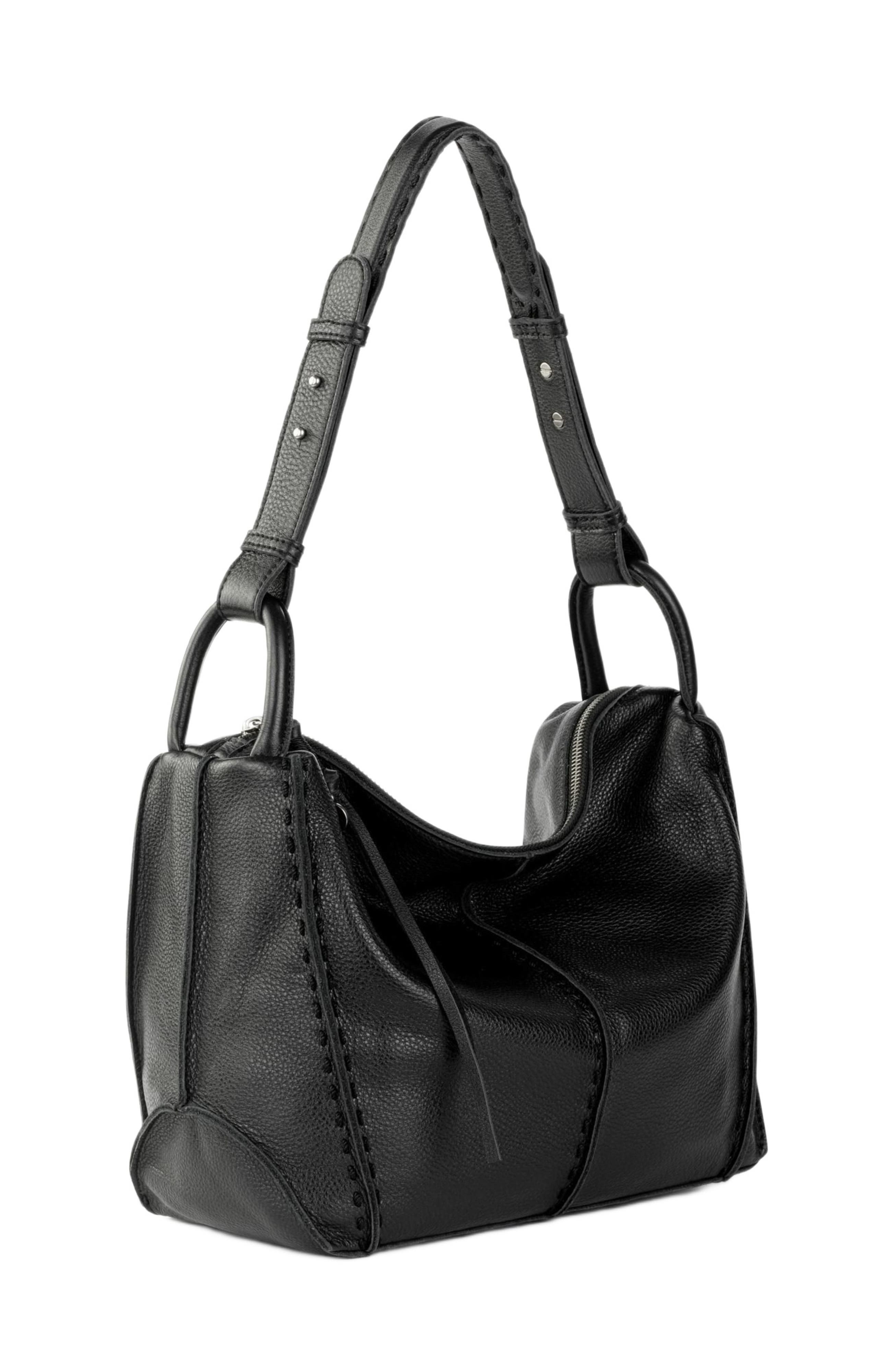 The Sak Los Feliz Hobo Leather Bag, Alternate, color, Black