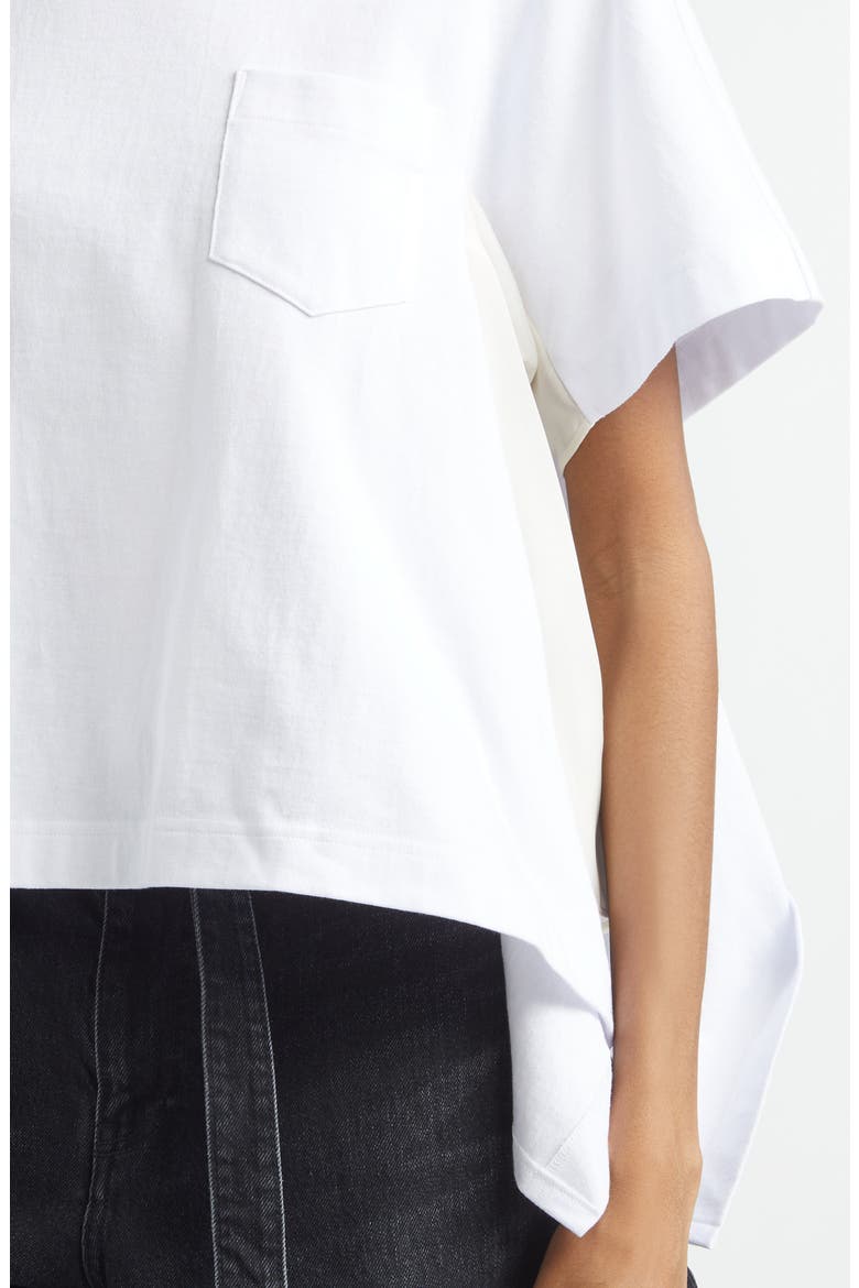 Sacai Mixed Media Cotton Jersey & Satin Pocket T-Shirt (Women